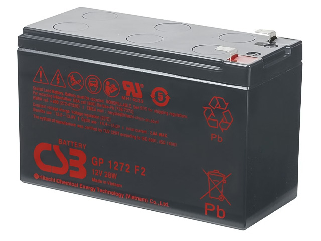 CSB GP1272 F2 12V 28W Maintenance-Free Valve Regulated Lead Acid Battery