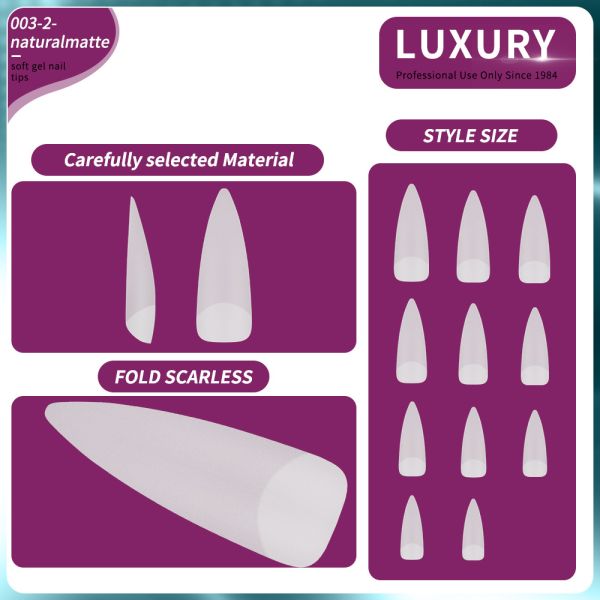 500PCS/Box Full Natural Matte False Nails 11 Sizes Gel Acrylic Nail Tips for Nail Extensions