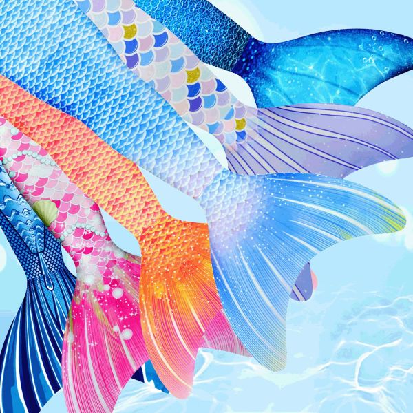 Beauty Flower Fin Swimmable Mermaid Tails For Girls , High Elasticity Fabric Mermaid Tail