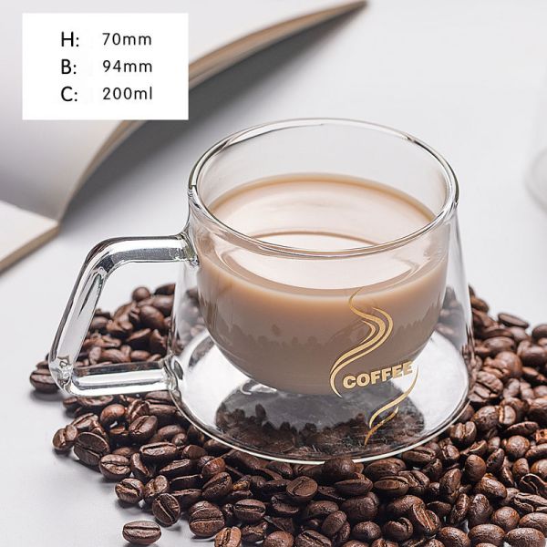 Хандмаде стеклянные чашки капучино, стекла Пырекс двухстенные с ручками