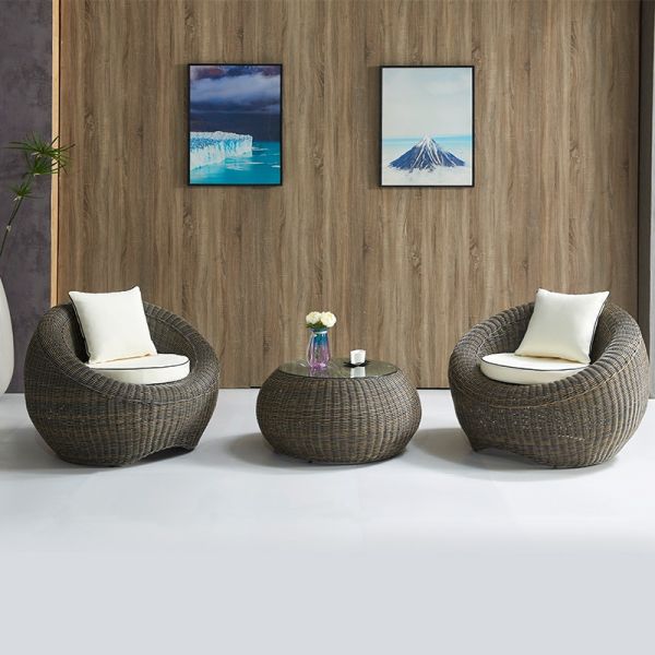 Hotel Outdoor Light Luxury Ellipse PE Rattan Sofa Set Patio Garden Waterproof Metal Furniture