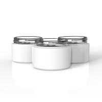 Frascos de cosméticos de vidro branco fosco 3 onças Resistente a crianças Frascos de vidro redondos com tampas brancas