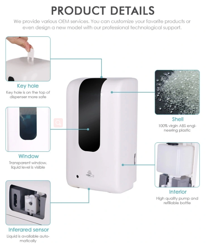 Пенится распределитель дезинфицирующего средства руки 1000ml Touchless автоматический