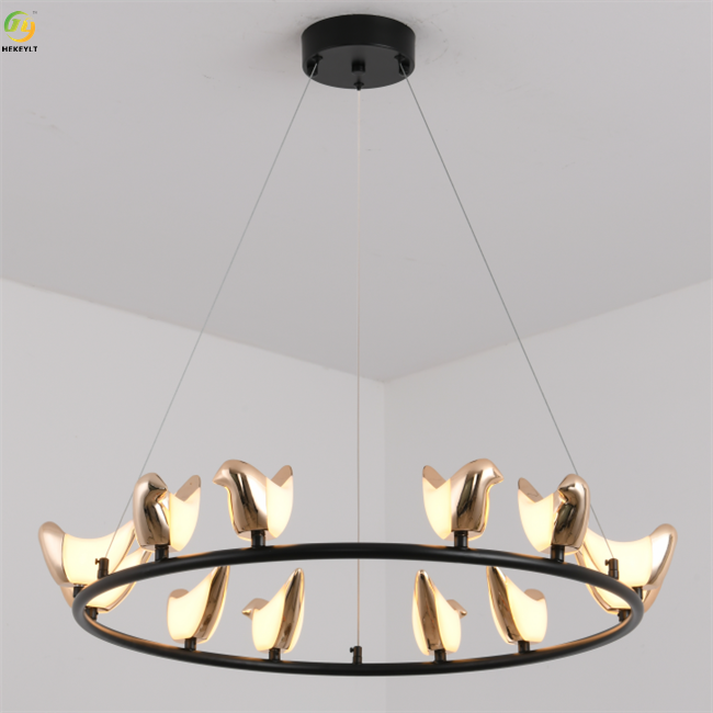 Acrylic Metals Art Baking Paint Gold LED Modern Pendant Light For Home / Hotel