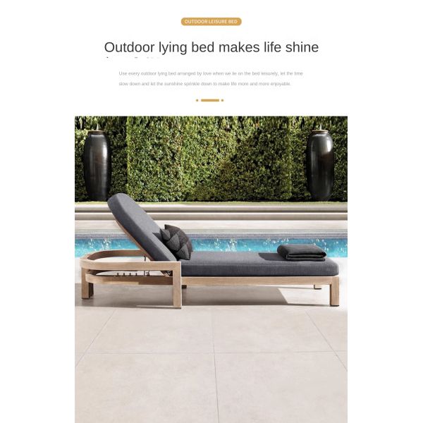 Customized Luxury Pool Teak Wood Lounge Chair Leisure Bed