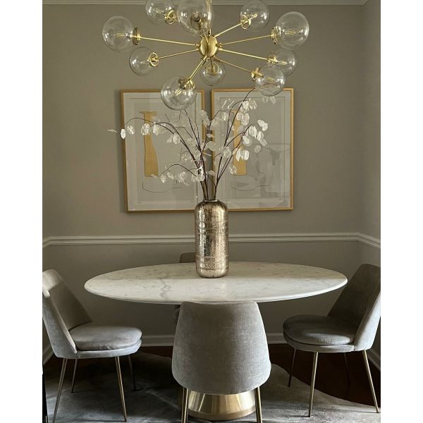Marble Top Steel Gold Pedestal Tables For Coffee Living Room