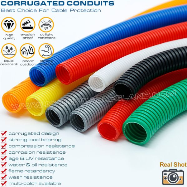 Conduit électrique coloré PA6 (V-0), tube ondulé et tuyau flexible en nylon AD15.8 (ID Ø12mm) pour faisceau de câbles