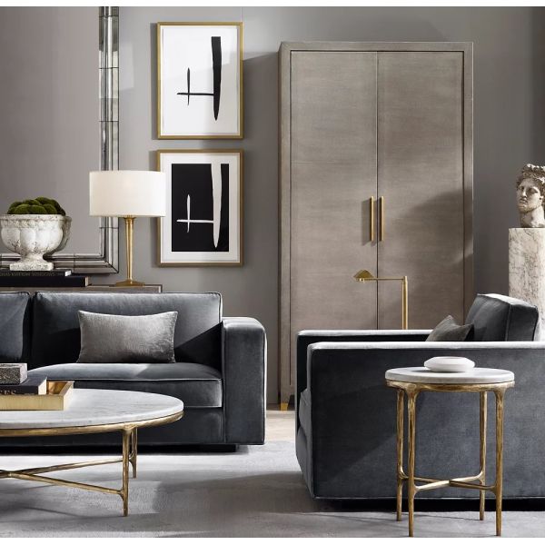 Stainless Steel Sintered Stone Top Side Table Furniture For Modern Living Room Customizable ST-2007