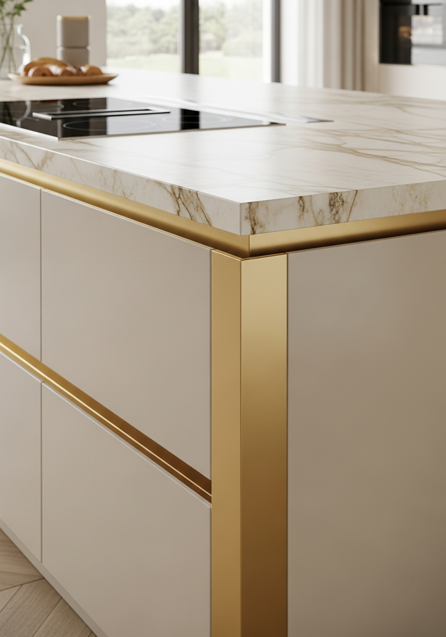 Champagne Gold Island Kitchen in 304 Stainless Steel