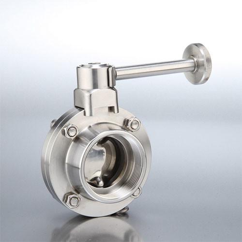 Threaded Butterfly Stainless Steel Sanitary Valves  Manual Welded  3A