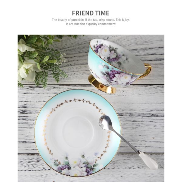 Non Toxic Crisp Gorgeous Gold Rimmed Latte Bone China Tea Cups