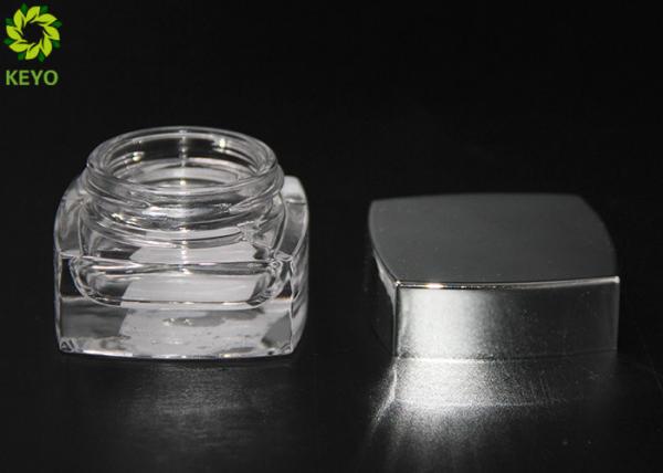 Thick Bottom 20g Cosmetic Cream Jar , Square Shape Transparent Glass Jar