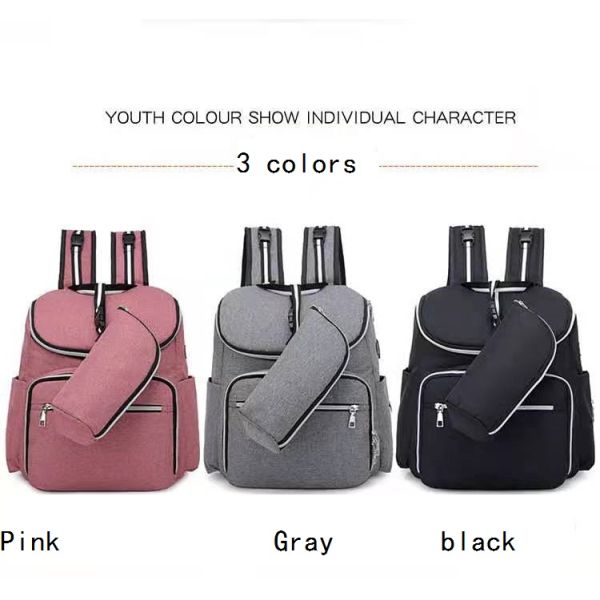 2 In1 Infant Baby Diaper Backpack Mami Mummy Bag With USB Charger