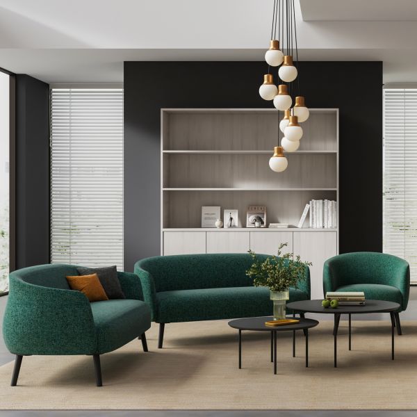 Plush Modern Office Couch , Bouncy Fabric Waiting Area Sofa For Small Spaces