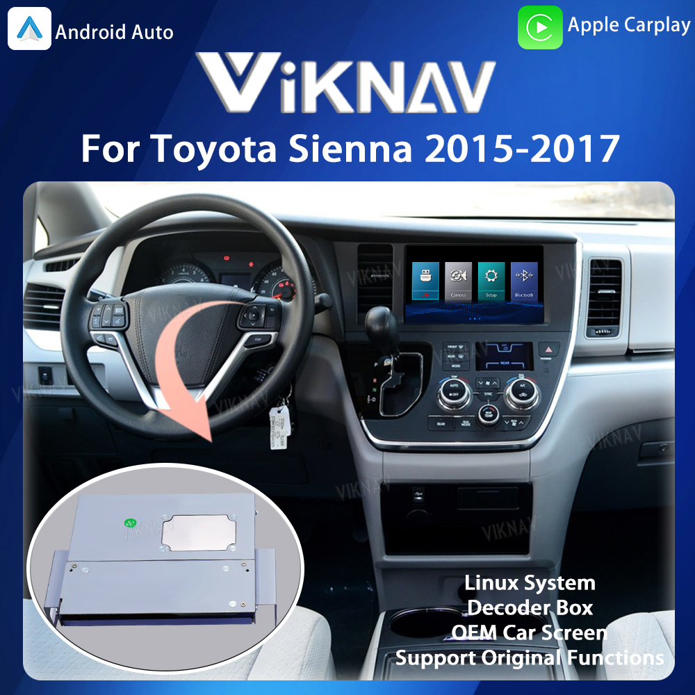 Viknav Linux System Decoder Box Apple Android Wireless Auto CarPlay Для Toyota Sienna 2015-2017 годах