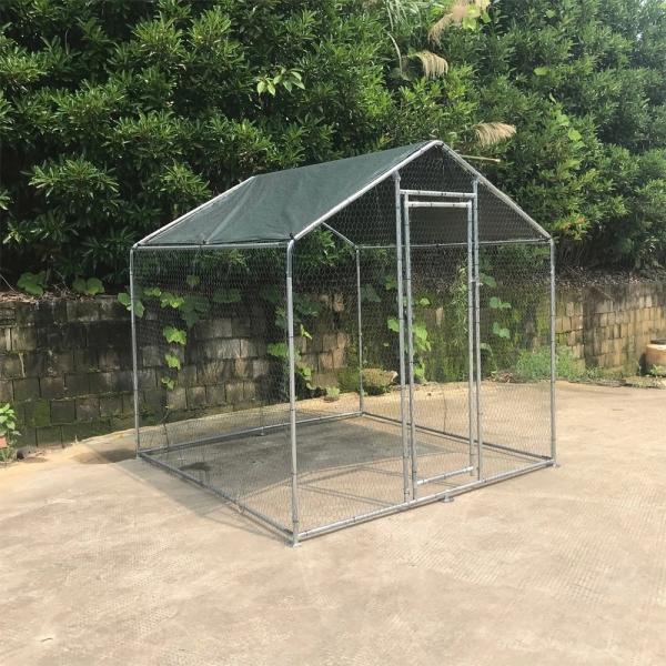 2M x 2M Metal Chicken Coop Walk in Cage Run House Shade Pen Chicken Cage With Cover