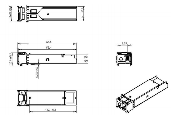 модуль приемопередатчика гигабита 1.25G BIDI SFP 40KM 60KM 80KM 120KM 160KM LC 1490nm 1550nm SM оптически