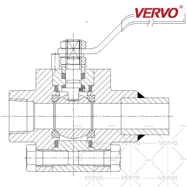 DN20 3 Piece 2 3 4 Threaded Stainless Steel Ball Valve 316 Ss 200mm Nipple