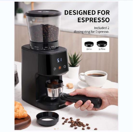 Commercial Automatic Burr Coffee Grinder Digital Control Anti Splash Panel 275g