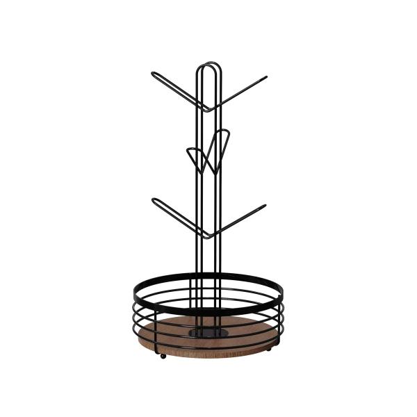 2 Tiers Standing Type Wood Element Household Multifunctional Stylish Metal Kitchen Organizer Cup Holder