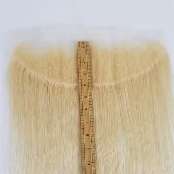 Blonde 613 Transparent HD Lace Frontal Brazilian Straight Human Hair Blonde Color 13x4 613 HD Frontal with Bundles