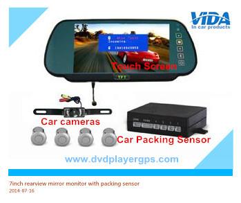7inch bluetooth lcd car vehicle rear view rearview mirror monitor parking sensor