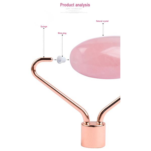 Facial Jade Roller with Double Rollers in Natural Rose Gold Rose Quartz Material