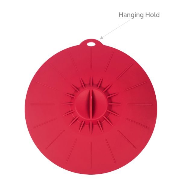 Food Standard Decorative Reusable Microwave Oven Safe Silicone Rubber Pot Cover Mug Bowl Suction Spill Stopper Lid with handle