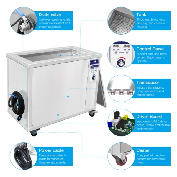 96L High Quality Single Tank Industrial Ultrasonic Cleaner for Derusting/Degreasing