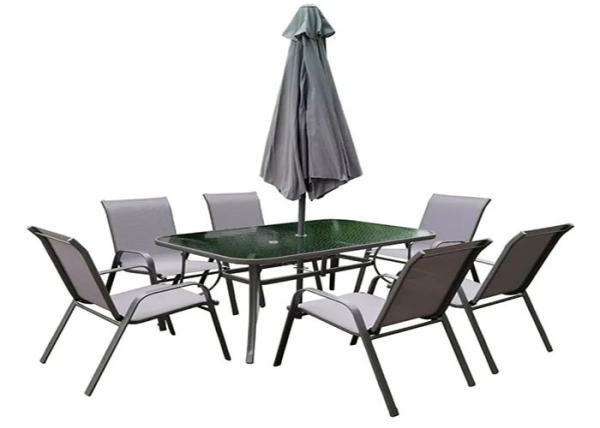 Rustproof Steel Dining Garden Patio Outdoor Furniture Set 2 X 1 Textilen 7pcs