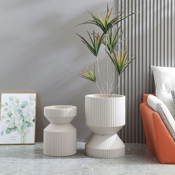 High Durability Powder Coated Fiber Clay Planter For Cottage