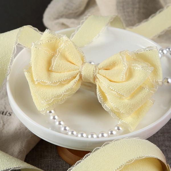 Polyester Woolen Lace Ribbon DIY Bow Red Wavy Edge Children's Hair Clip Gift Box Packaging Strap Clothing Accessories