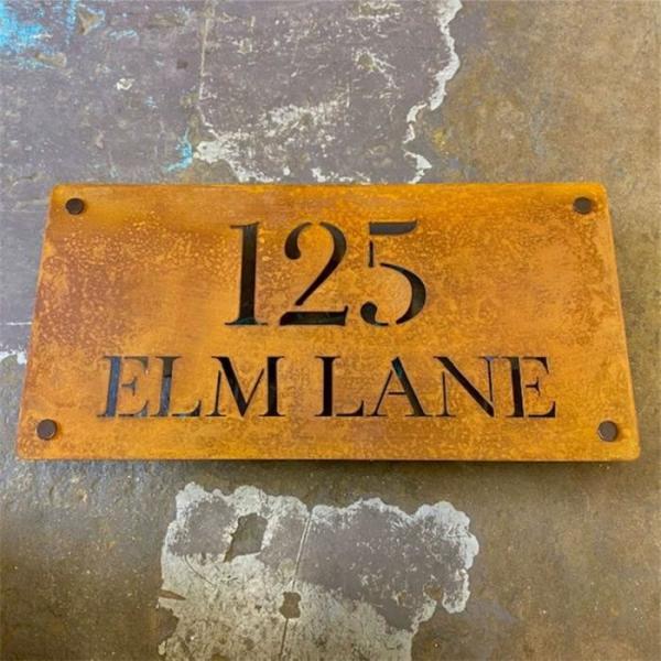Square Plaques Corten Steel House Number Signs Plaques