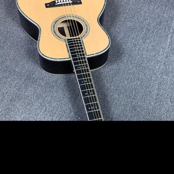 Custom Martin Style OM Style 42 Solid Spruce Cedar Top Acoustic Guitar Real Abalone Inlay with Vintage Gold Tuner