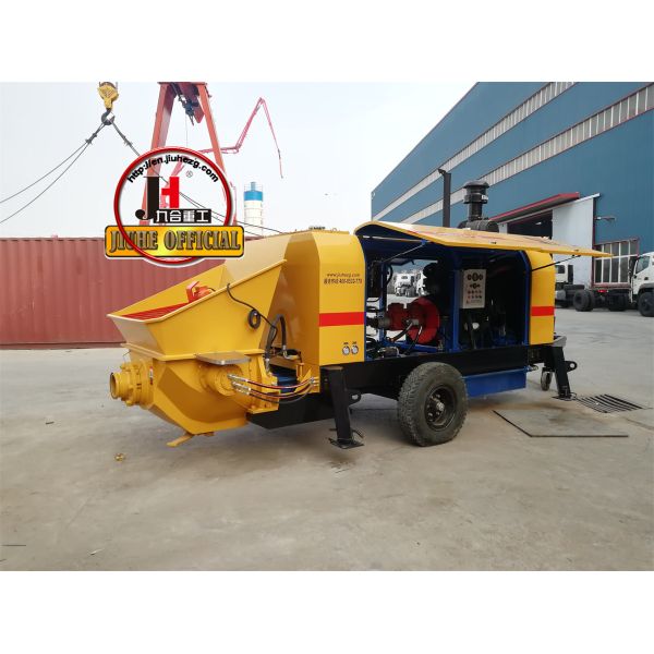 JIUHE GROUP 80m3/H Электродвигатель или дизельное бетонное насосное прицел бетонный смеситель с насосной машиной