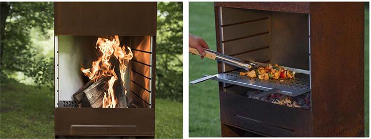 Плита на открытом воздухе деревянного горящего прямоугольного камина Corten столбца стального варя