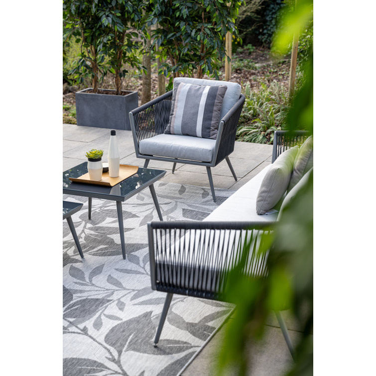 Aluminum Frame Garden Furniture Lounge Set with Coffee Table Size L60 x D60 x H39cm