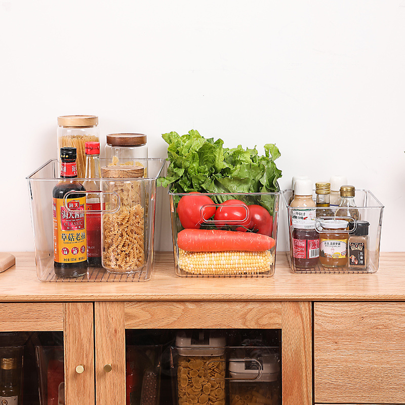 Transparent Refrigerator Box Desktop Vegetable Organizer Box Portable Plastic Debris Storage Box