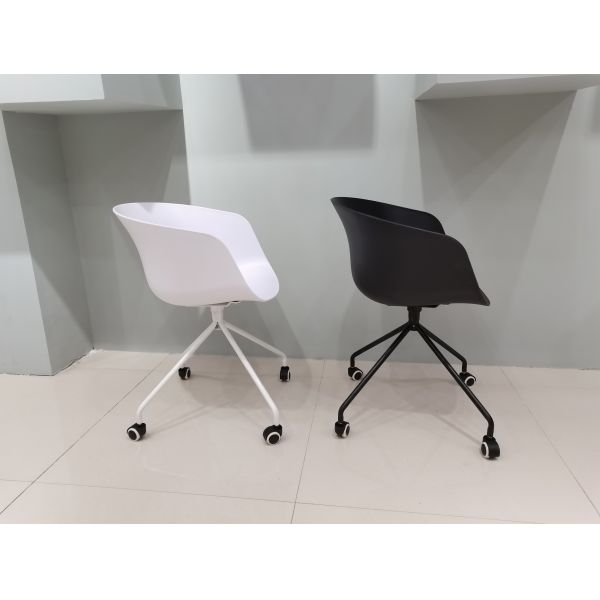 49.5cm 83cm Plastic Rolling Office Chair Black Rolling Conference Room Chairs