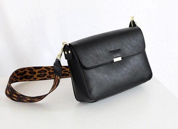 Fashion retro joker soft PU leather shoulder aslant cross bag leopard-print wide shoulder strap small crossbody bags