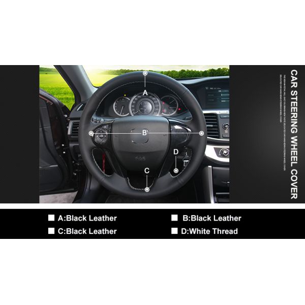 Hand Sewing Genuine Leather Steering Wheel Cover for Honda Accord 9 Crosstour Pilot Ridgeline 2013 2014 2015 2016 2017 2018