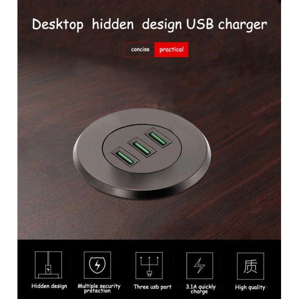Office Desktop Usb Charger Station Hidden 3 Ports Fast Charging Ac Adapter Usb 3.0 Usb Wall Charger Adapter