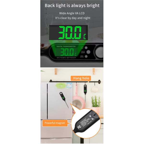DTH-164 -50 To 300℃ Digital Cooking Food Kitchen Candy Thermometer for Grill Smoker Oven Backing BBQ Instant Read Meat Thermometer
