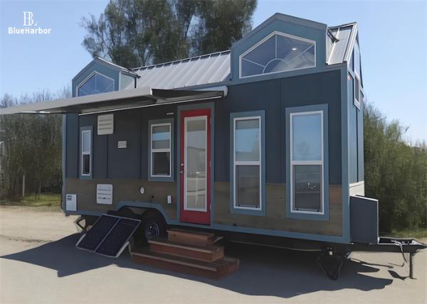 Customized Prefab Tiny House On Wheels With Solar Panels And Sunshades Looks