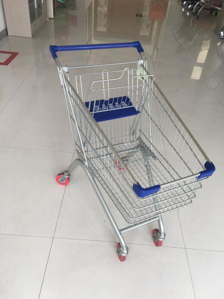 Steel Supermarket Grocery Shopping Cart With Zinc Plating Clear Powder Coating