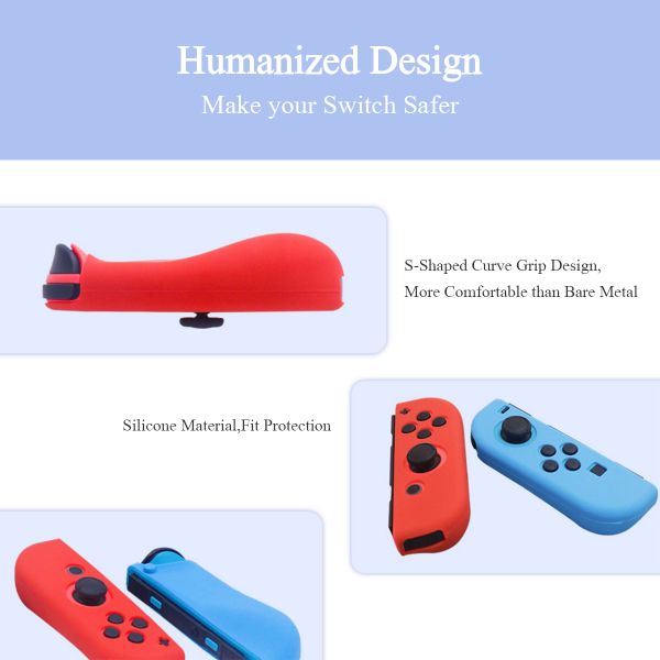 Multi Mixed Colors 1 Pair Colorful Silicone Protective Case For Nintendo Switch Oled Joycon Controller