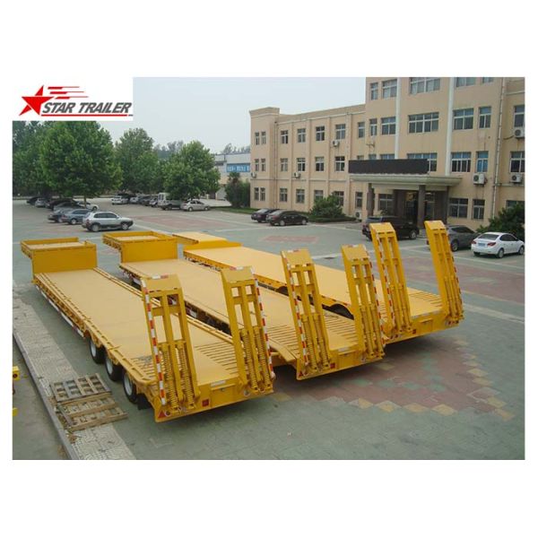 Heavy Duty Hydraulic Low Bed Semi Trailer Swan Neck Gooseneck Light Yellow