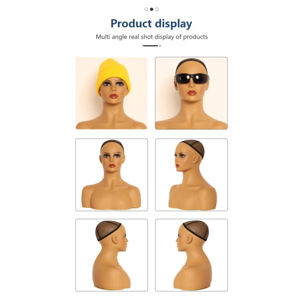 Fashionable Full Bust Pvc Shoulder Mannequin Head African American Face