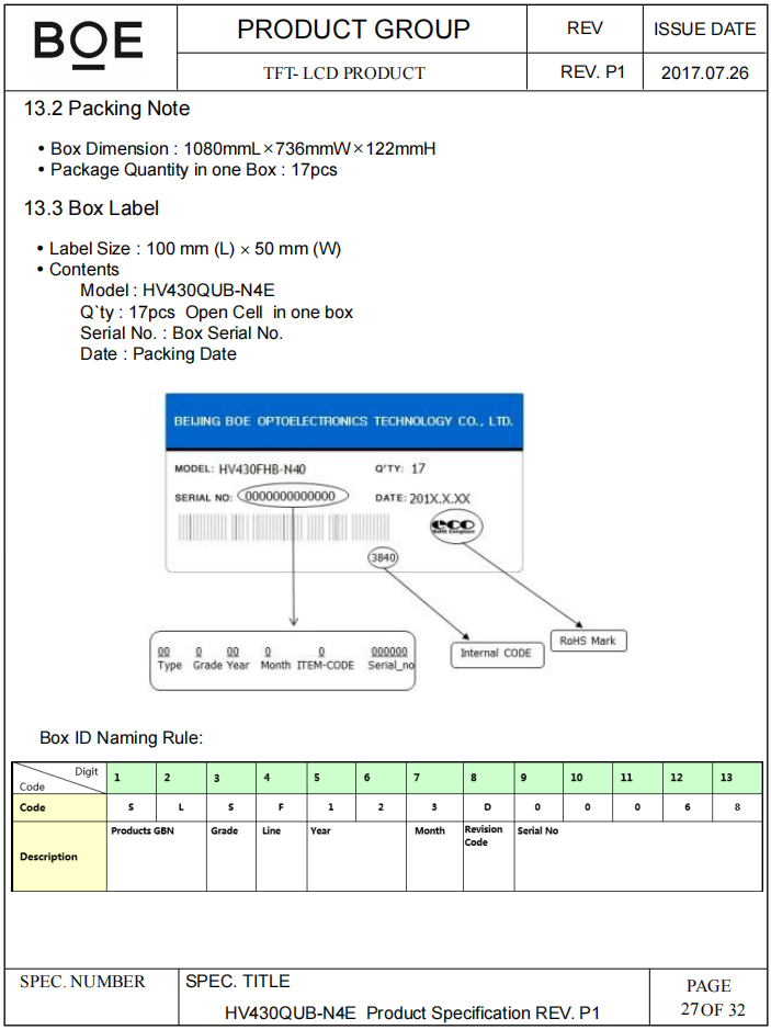 Hv430qub-N4e Boe Tft Lcd Panel 43 Inch Uhd Lcd Panel For Commercial Display
