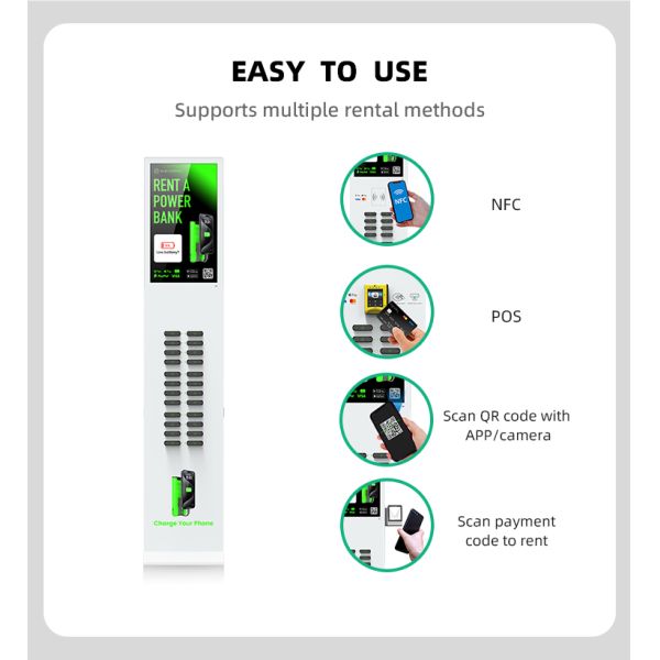 24-120 Slot Mobile Power Rental Shared 43 Inch Advertising Screen Commercial Outdoor Convenient Charging Airport Customization